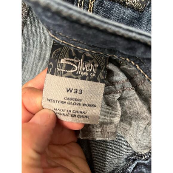 Silver Jeans Aiko Capri Women 33 Thick Stitch Y2K 90s Western Cowgirl Fringe - Picture 3 of 16